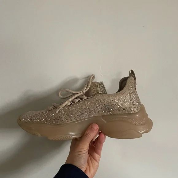 Steve Madden NY 90 Maxima Rhinestone Blush/Beige Women's Sneakers. - Picture 3 of 8